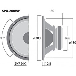 Monacor SPX-200WP Głośnik pełnopasmowy HiFi, 50W RMS/8Ω